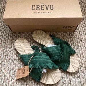 New Crevo Monroe green fringe sandals